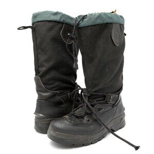 Vintage Sorel Snowfox TR Lined Winter Boots Leather Rubber Kaufman Canada Black